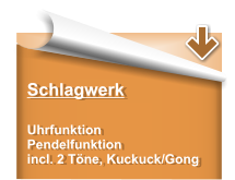 Schlagwerk  Uhrfunktion Pendelfunktion incl. 2 Tne, Kuckuck/Gong